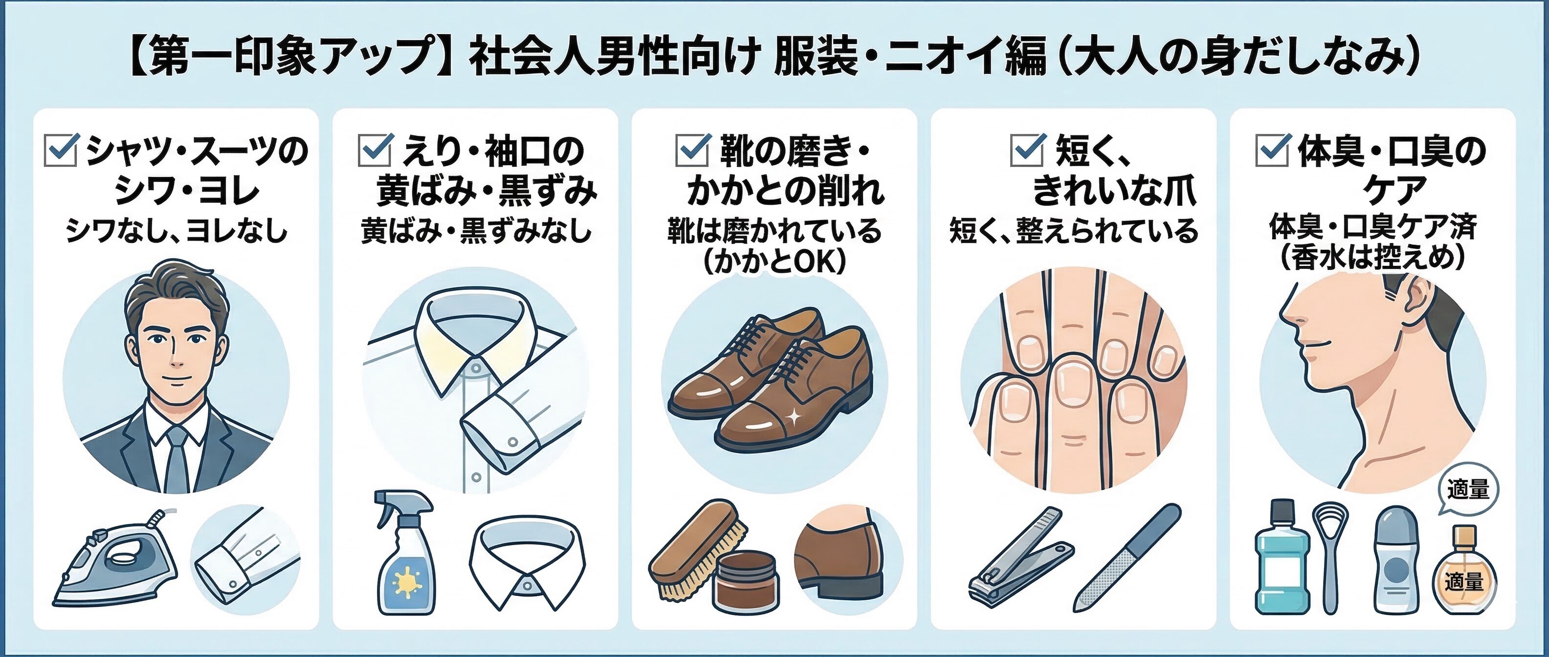 社会人男性の「清潔感改善」チェックリスト -服装・ニオイ編-