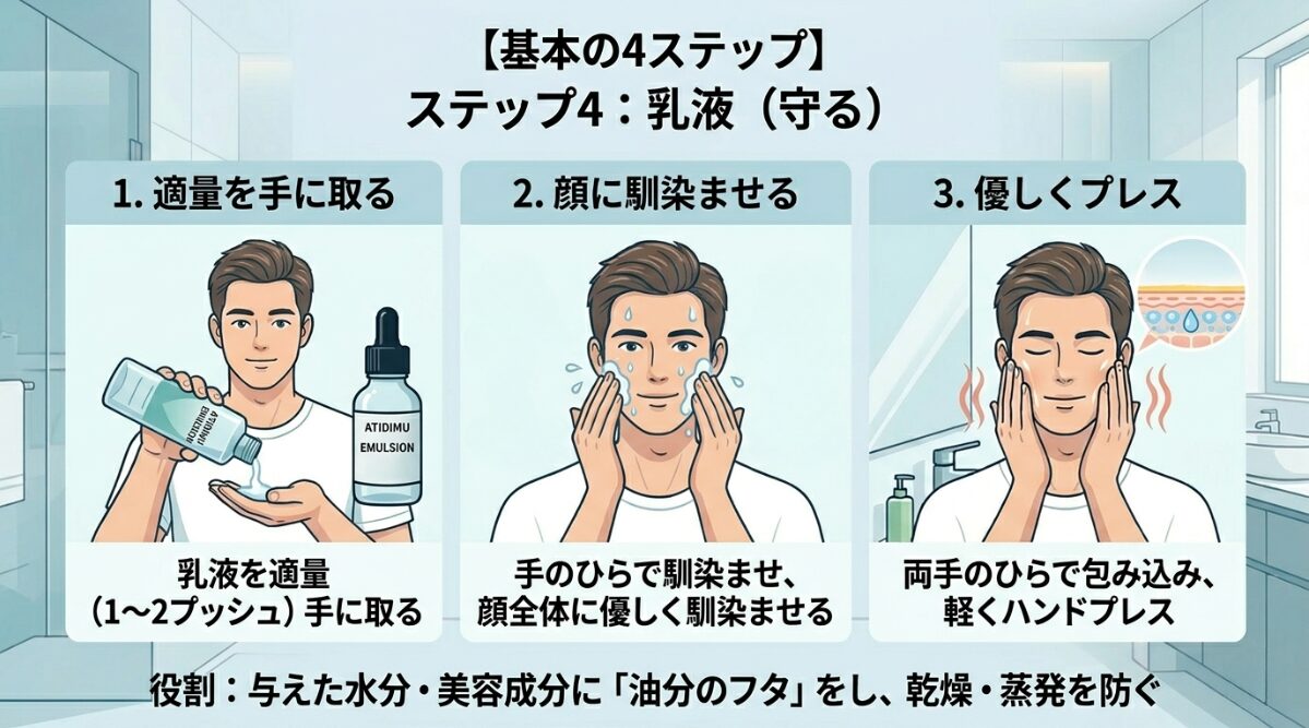 メンズスキンケアの基本4ステップ 〜乳液〜