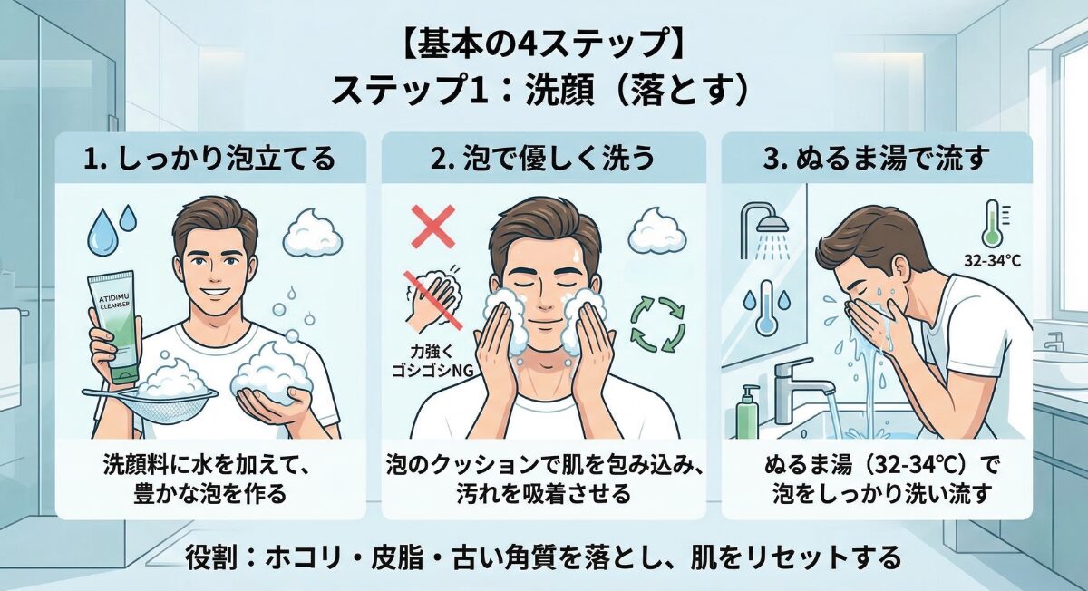 メンズスキンケアの基本4ステップ 〜洗顔〜