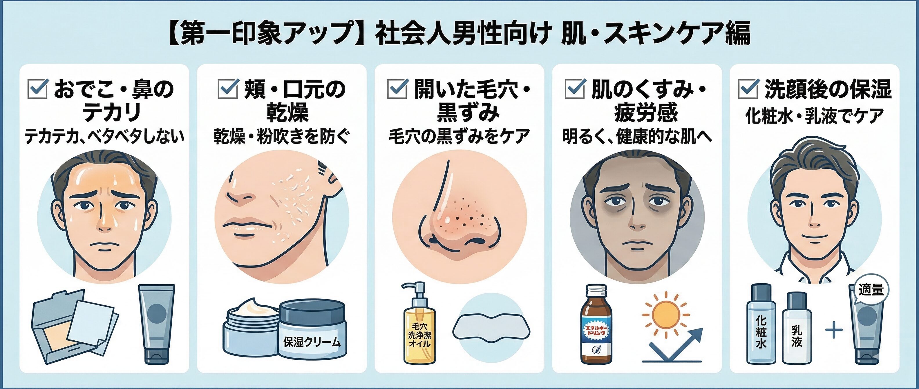 社会人男性の「清潔感改善」チェックリスト -肌・スキンケア編-