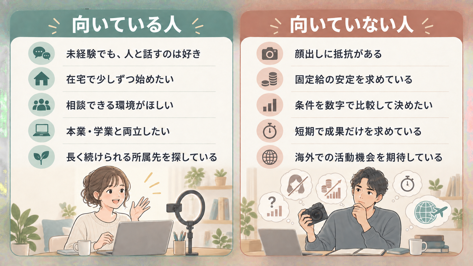 ライバー事務所「ハイブリッドバンク」が向いている人・向いていない人